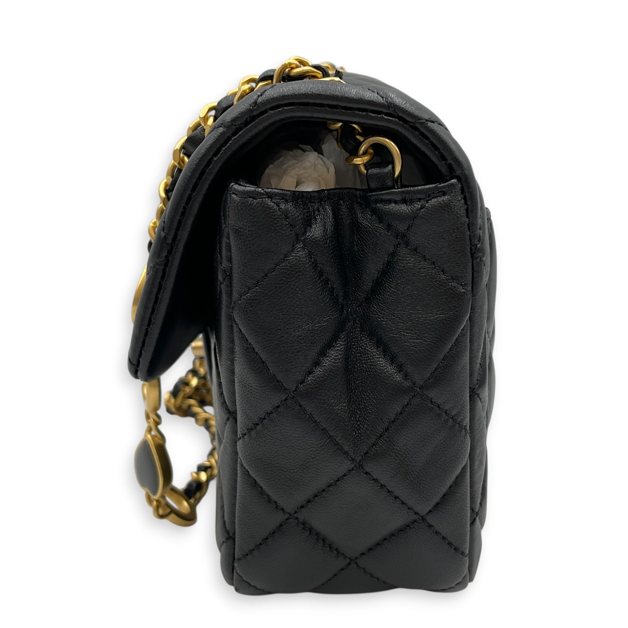Square Flap Coco De Toi Black Crossbody Bag in Lambskin Gold hardware CL2607-22240 4