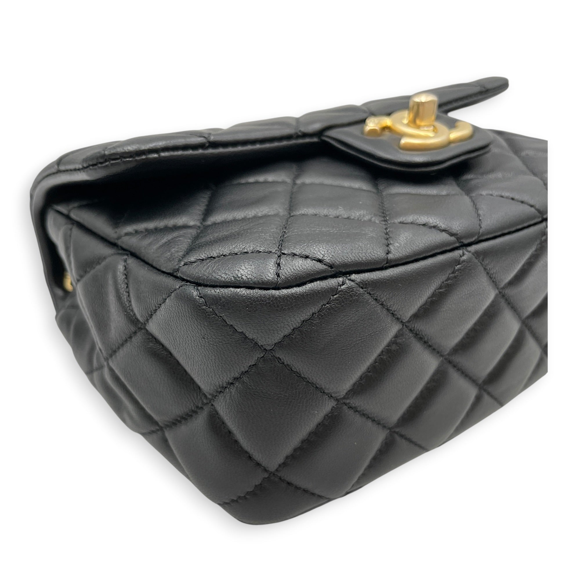 Square Flap Coco De Toi Black Crossbody Bag in Lambskin Gold hardware CL2607-22240 9