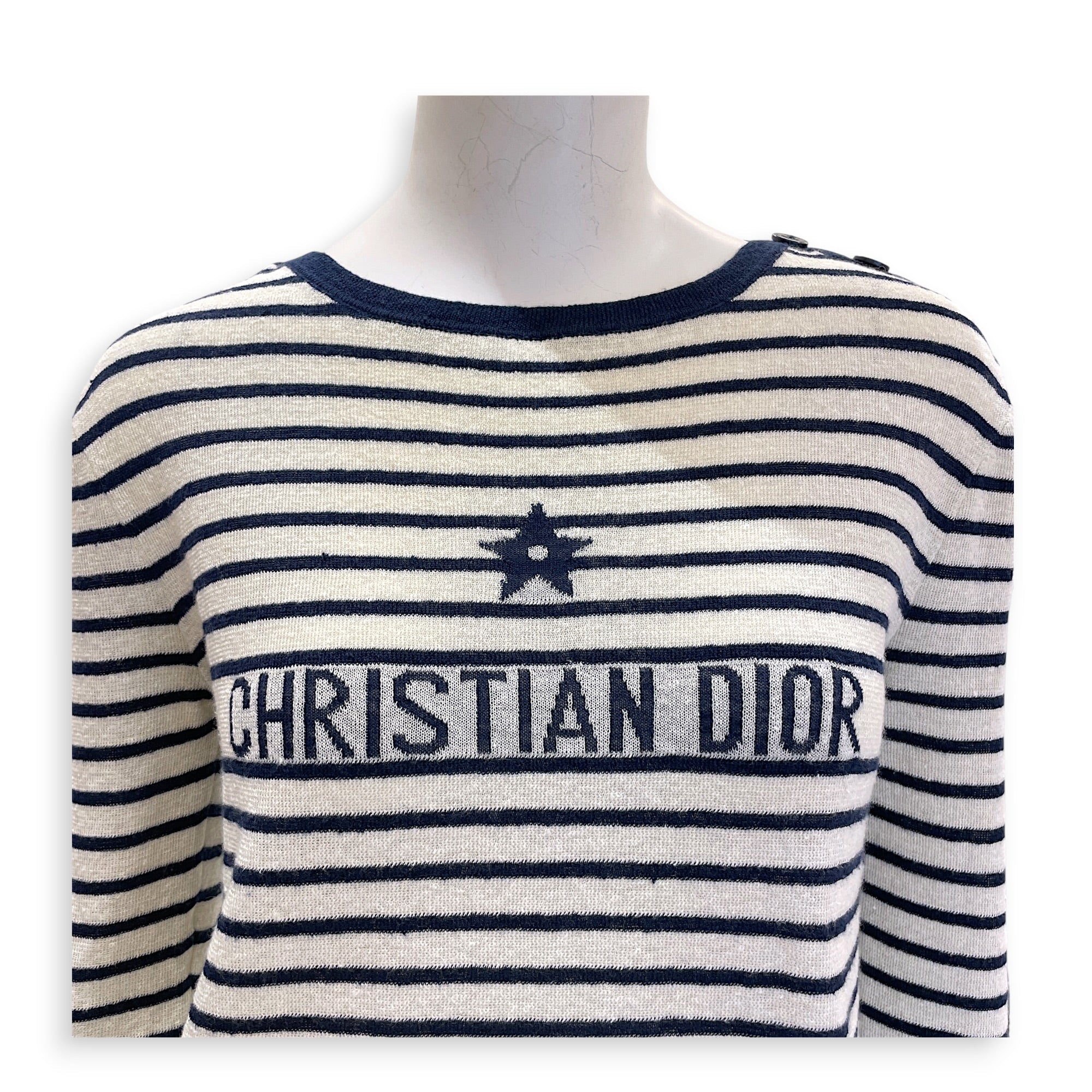 Diorivera Knit Top 42 Blue Ready-To-Wear in Linen CL2607-22250 5