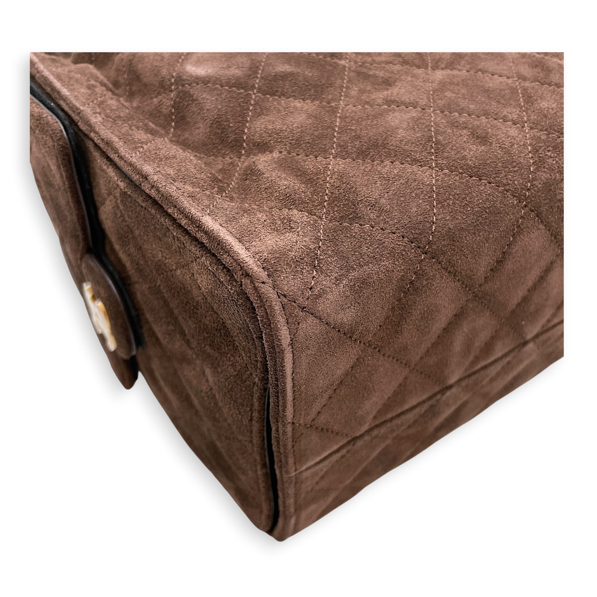 C25 Medium Brown Shoulder Bag in Suede Leather Gold hardware CL2607-22251 10