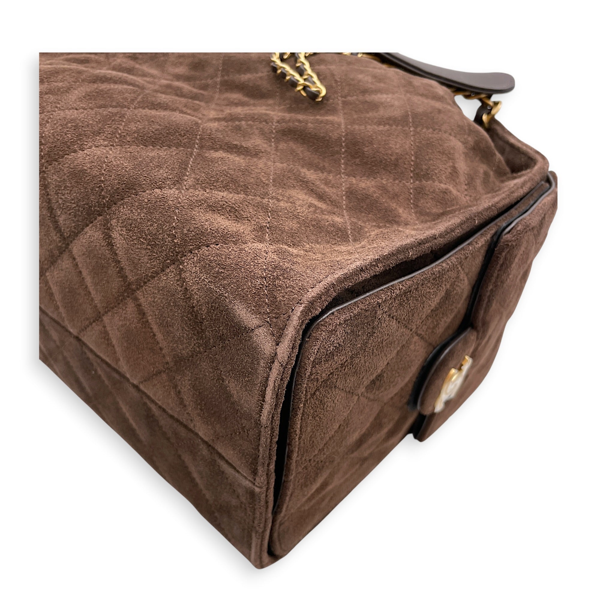 C25 Medium Brown Shoulder Bag in Suede Leather Gold hardware CL2607-22251 11