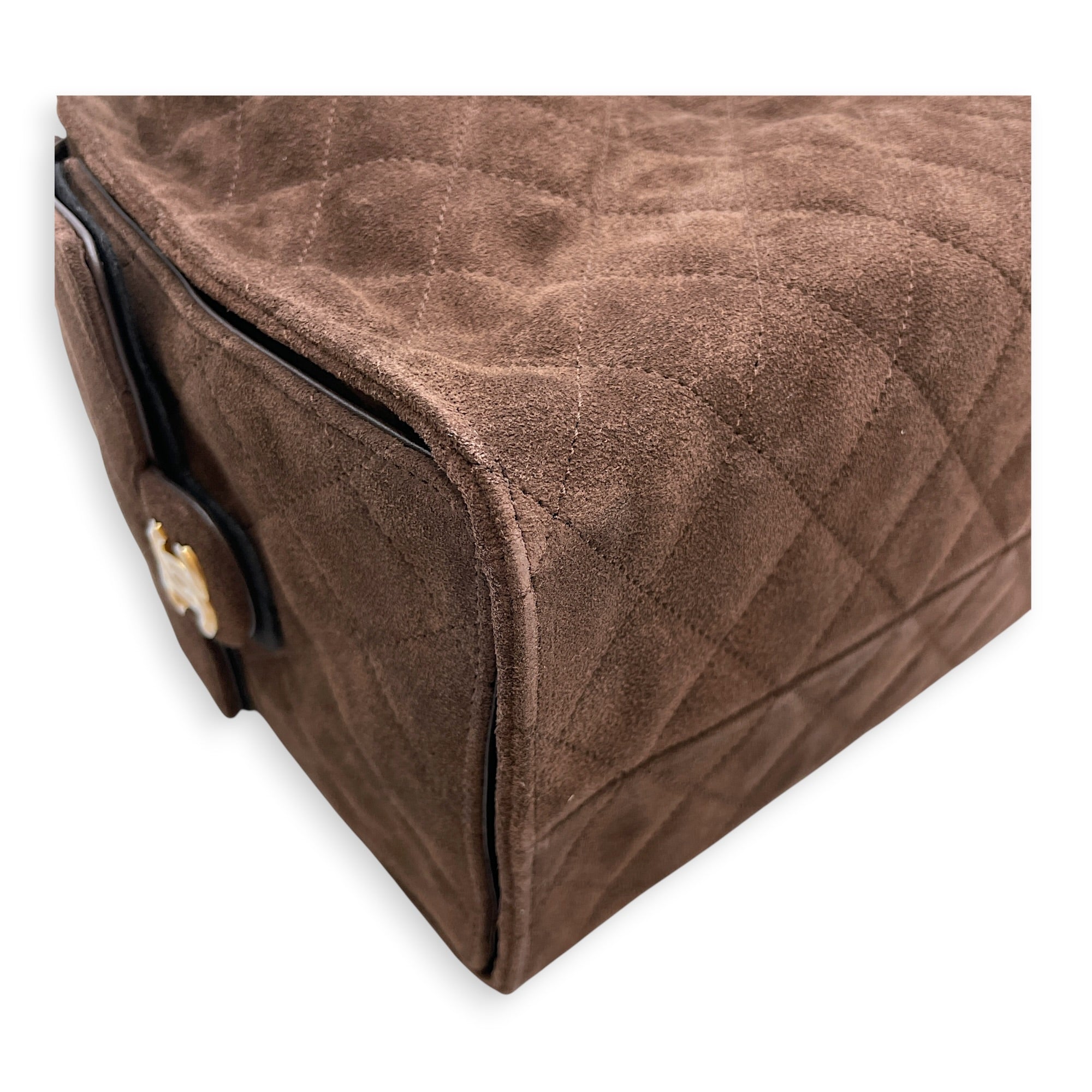 C25 Medium Brown Shoulder Bag in Suede Leather Gold hardware CL2607-22251 12