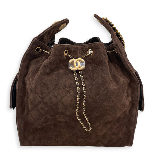 C25 Medium Brown Shoulder Bag in Suede Leather Gold hardware CL2607-22251 1