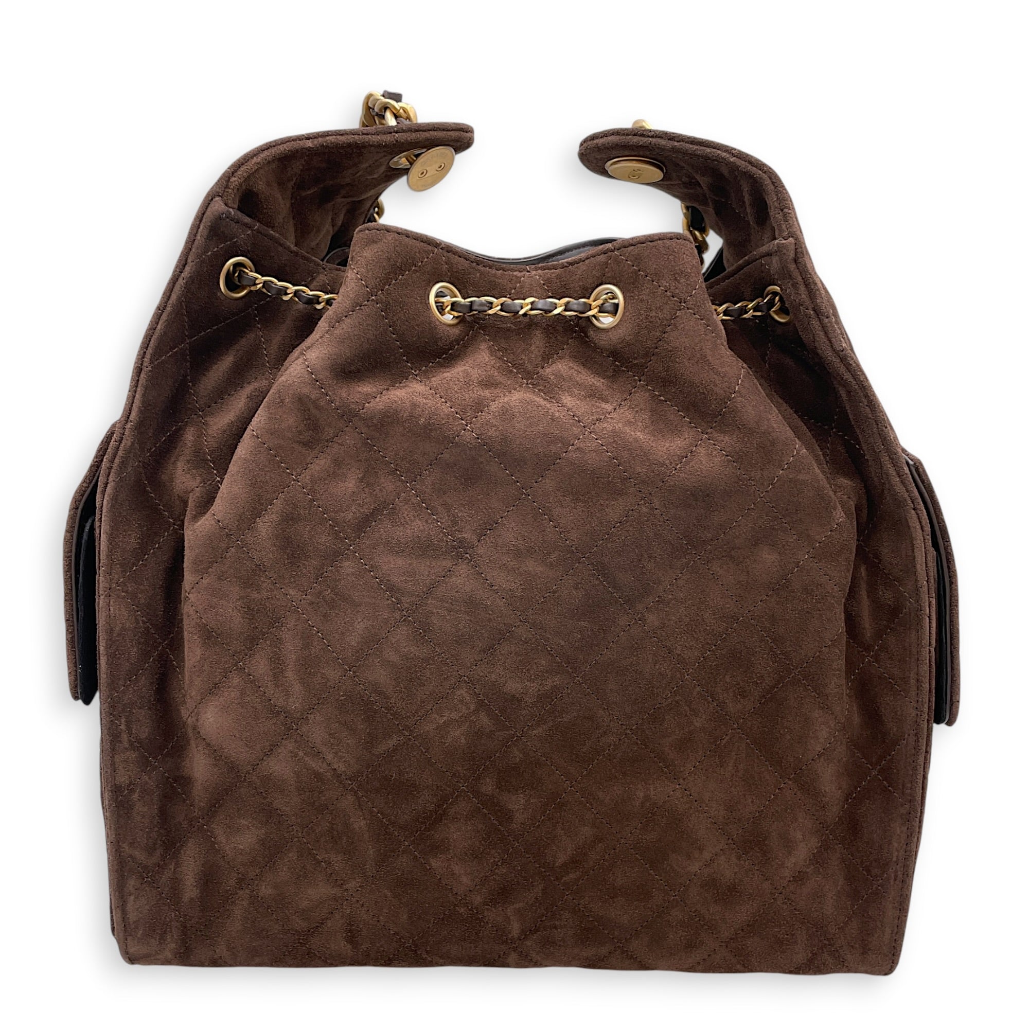 C25 Medium Brown Shoulder Bag in Suede Leather Gold hardware CL2607-22251 2