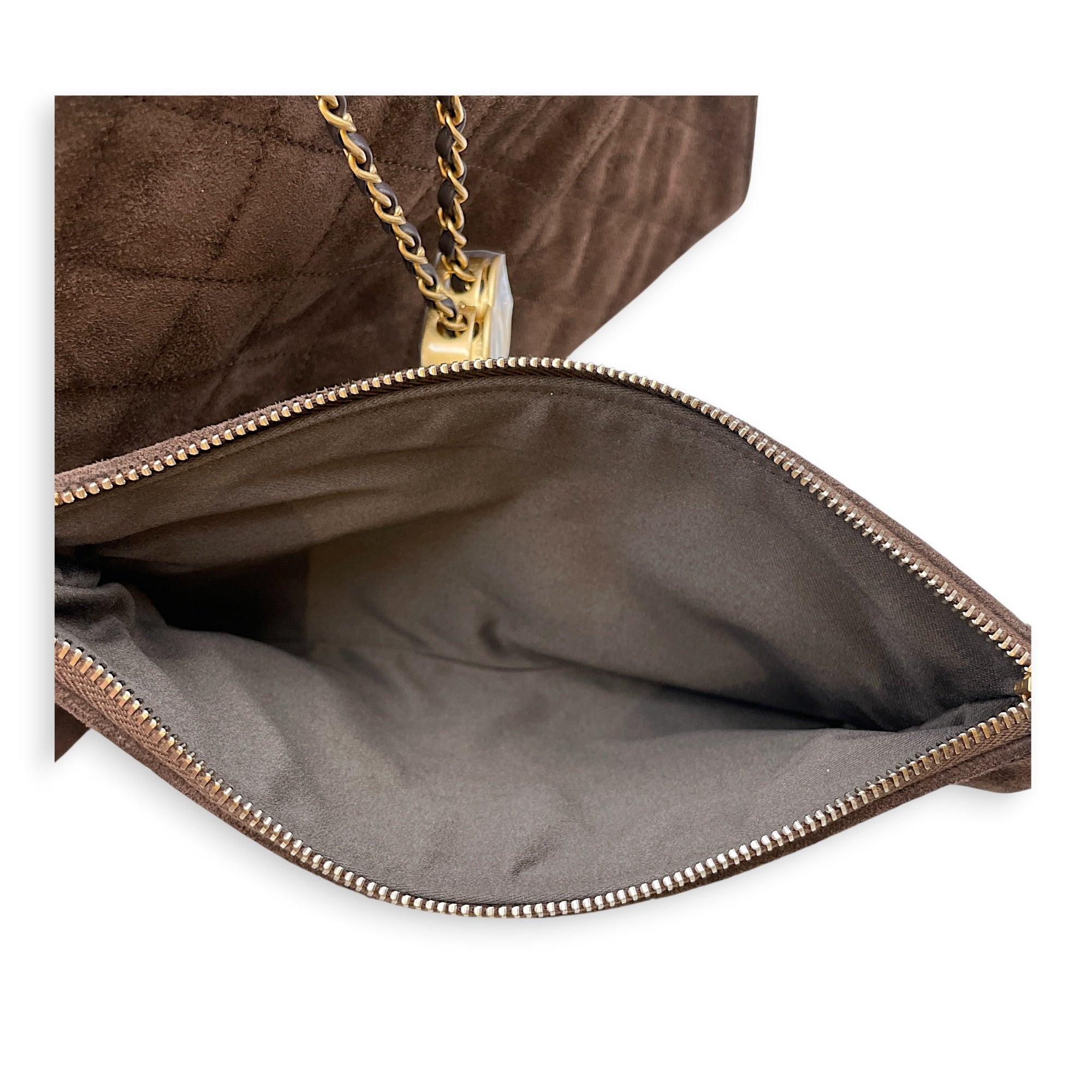 C25 Medium Brown Shoulder Bag in Suede Leather Gold hardware CL2607-22251 7
