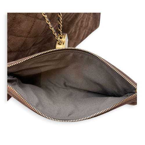 C25 Medium Brown Shoulder Bag in Suede Leather Gold hardware CL2607-22251 7