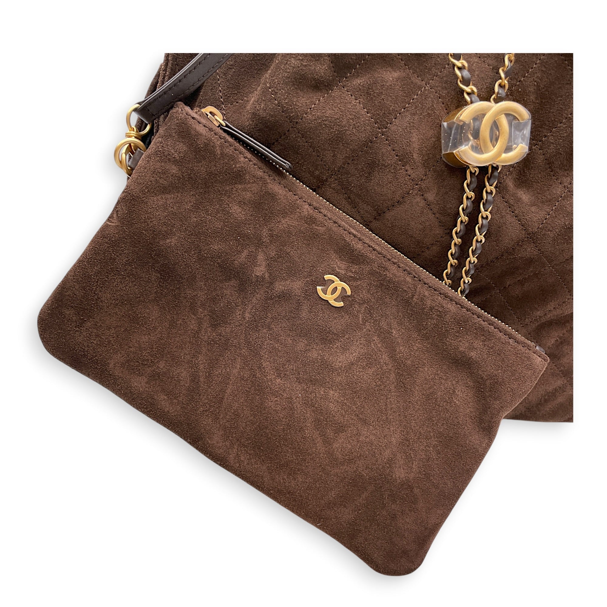 C25 Medium Brown Shoulder Bag in Suede Leather Gold hardware CL2607-22251 9