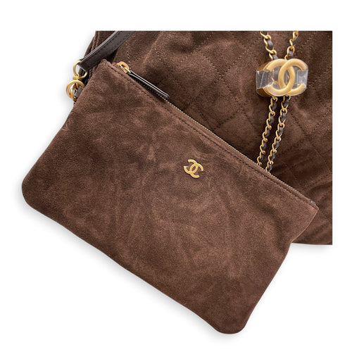 C25 Medium Brown Shoulder Bag in Suede Leather Gold hardware CL2607-22251 9