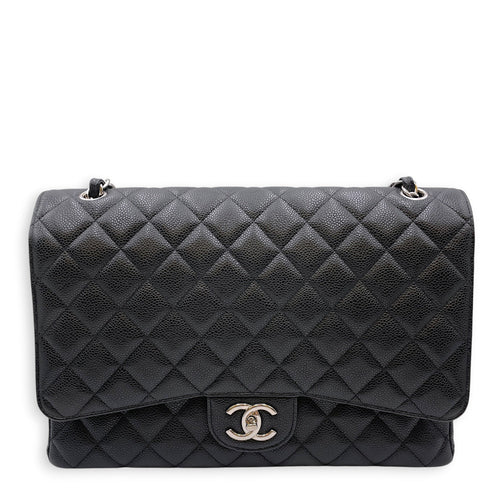 Classic Flap Maxi Black Shoulder Bag in Caviar Leather Silver hardware CL2607-22257 1