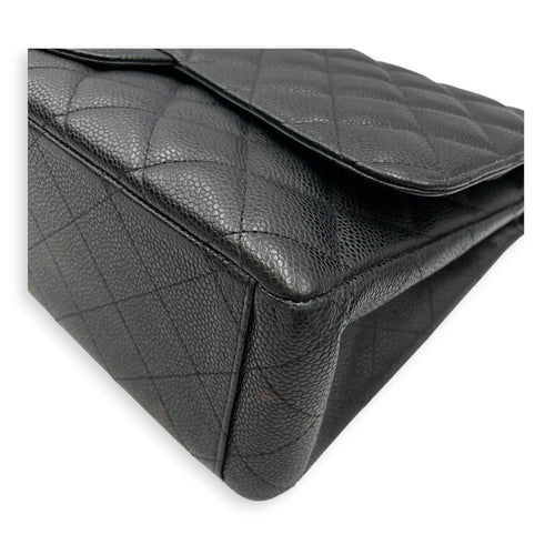 Classic Flap Maxi Black Shoulder Bag in Caviar Leather Silver hardware CL2607-22257 10