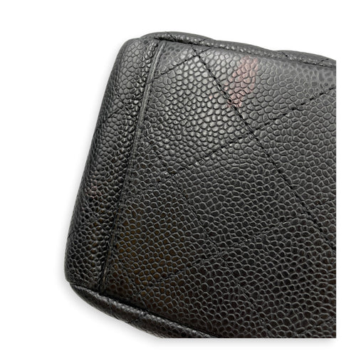 Classic Flap Maxi Black Shoulder Bag in Caviar Leather Silver hardware CL2607-22257 12
