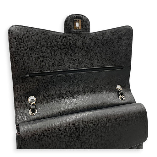 Classic Flap Maxi Black Shoulder Bag in Caviar Leather Silver hardware CL2607-22257 16