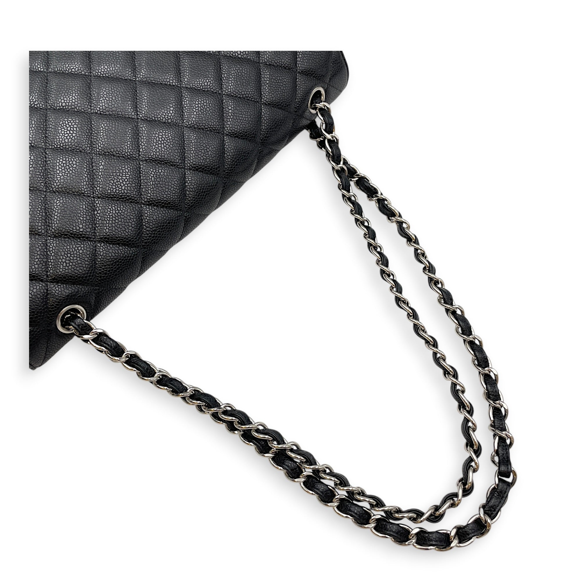 Classic Flap Maxi Black Shoulder Bag in Caviar Leather Silver hardware CL2607-22257 18