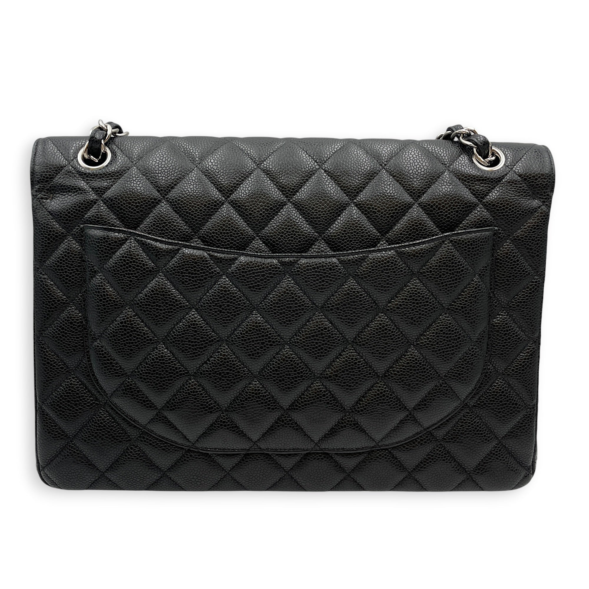 Classic Flap Maxi Black Shoulder Bag in Caviar Leather Silver hardware CL2607-22257 2