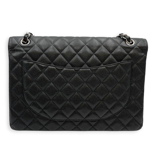 Classic Flap Maxi Black Shoulder Bag in Caviar Leather Silver hardware CL2607-22257 2