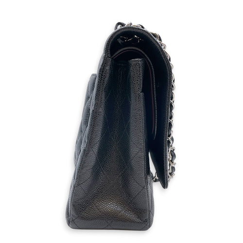 Classic Flap Maxi Black Shoulder Bag in Caviar Leather Silver hardware CL2607-22257 3