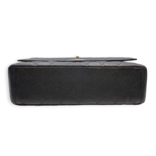 Classic Flap Maxi Black Shoulder Bag in Caviar Leather Silver hardware CL2607-22257 5