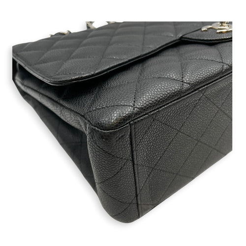 Classic Flap Maxi Black Shoulder Bag in Caviar Leather Silver hardware CL2607-22257 7