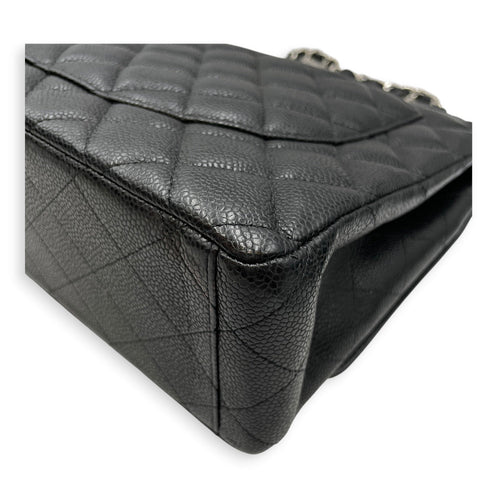 Classic Flap Maxi Black Shoulder Bag in Caviar Leather Silver hardware CL2607-22257 8