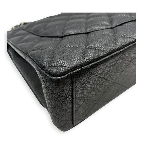 Classic Flap Maxi Black Shoulder Bag in Caviar Leather Silver hardware CL2607-22257 9