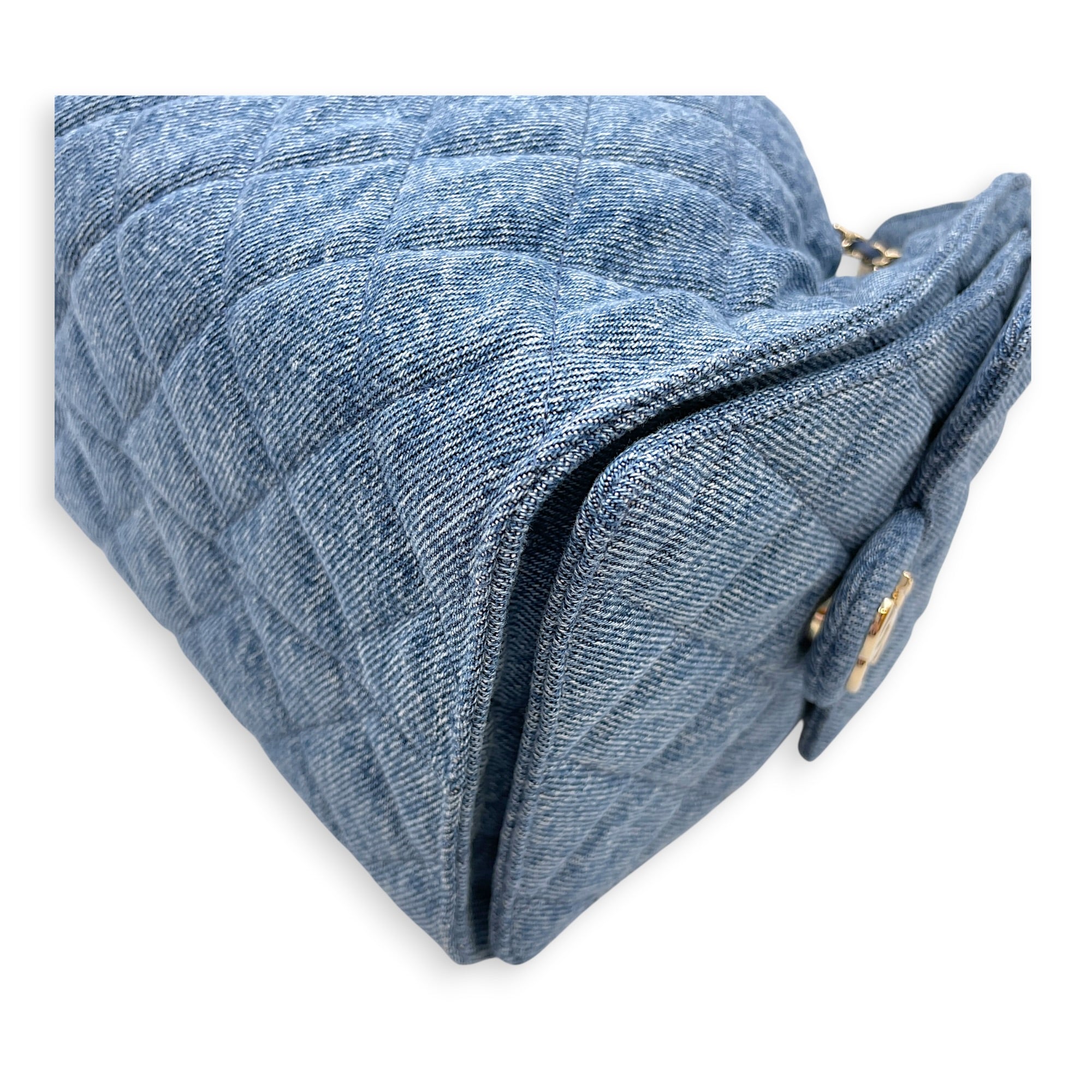 C25 Small Blue Shoulder Bag in Denim Gold hardware CL2607-22261 10