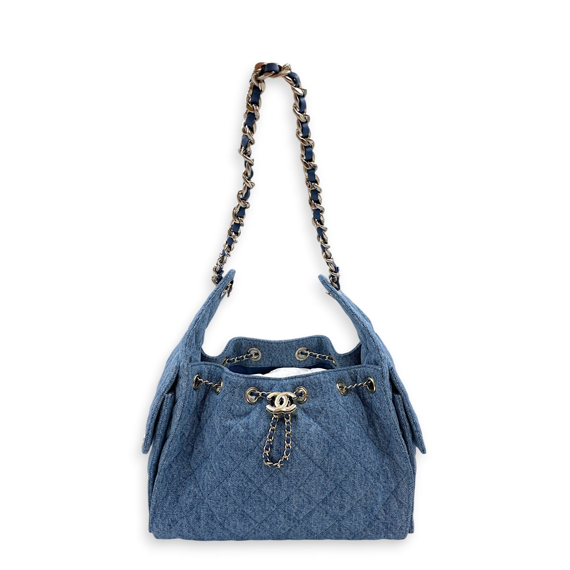 C25 Small Blue Shoulder Bag in Denim Gold hardware CL2607-22261 11