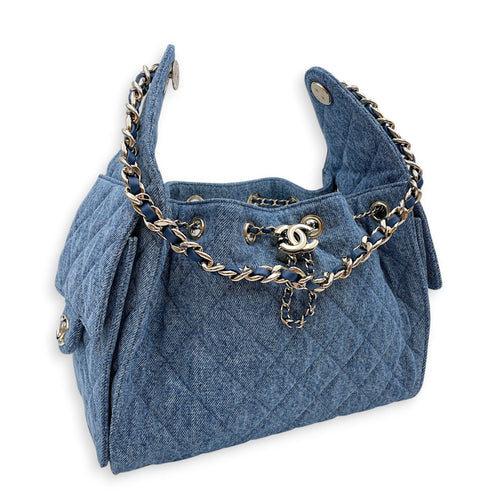 C25 Small Blue Shoulder Bag in Denim Gold hardware CL2607-22261 12