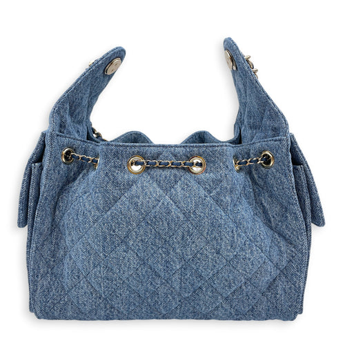 C25 Small Blue Shoulder Bag in Denim Gold hardware CL2607-22261 2