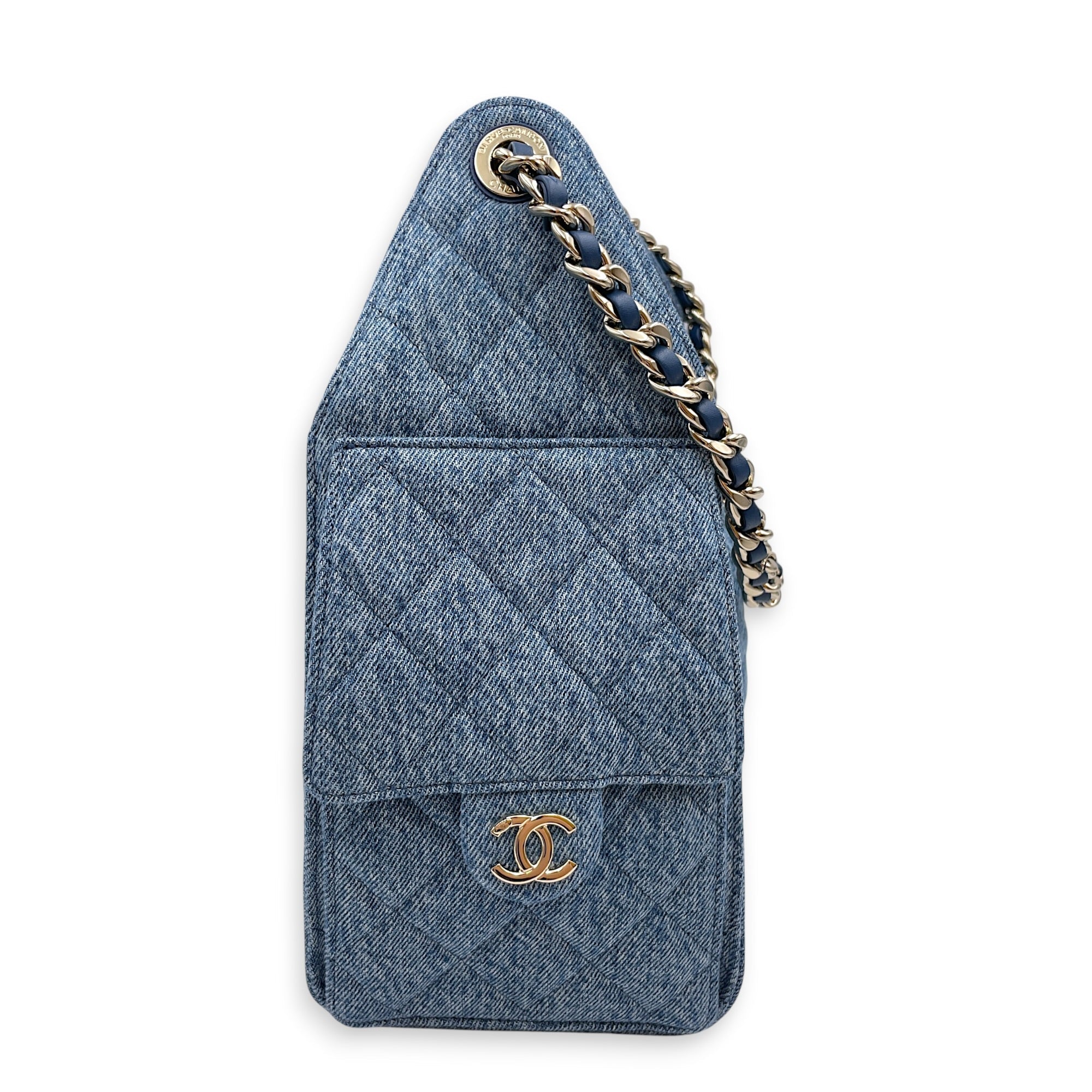 C25 Small Blue Shoulder Bag in Denim Gold hardware CL2607-22261 3