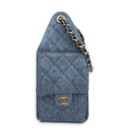 C25 Small Blue Shoulder Bag in Denim Gold hardware CL2607-22261 3