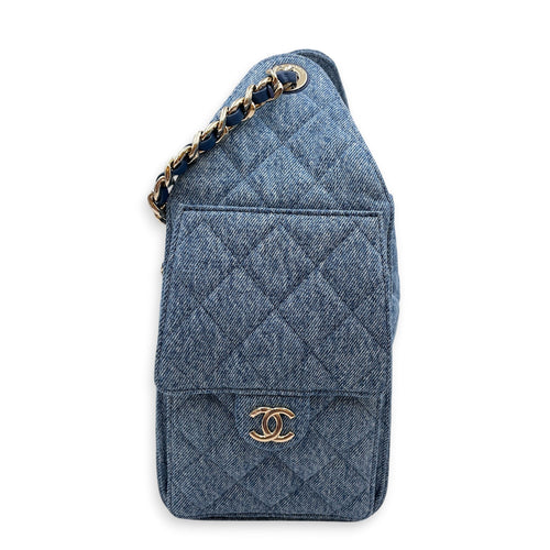 C25 Small Blue Shoulder Bag in Denim Gold hardware CL2607-22261 4