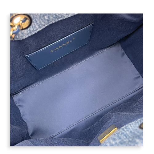 C25 Small Blue Shoulder Bag in Denim Gold hardware CL2607-22261 6