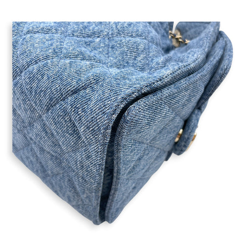 C25 Small Blue Shoulder Bag in Denim Gold hardware CL2607-22261 8