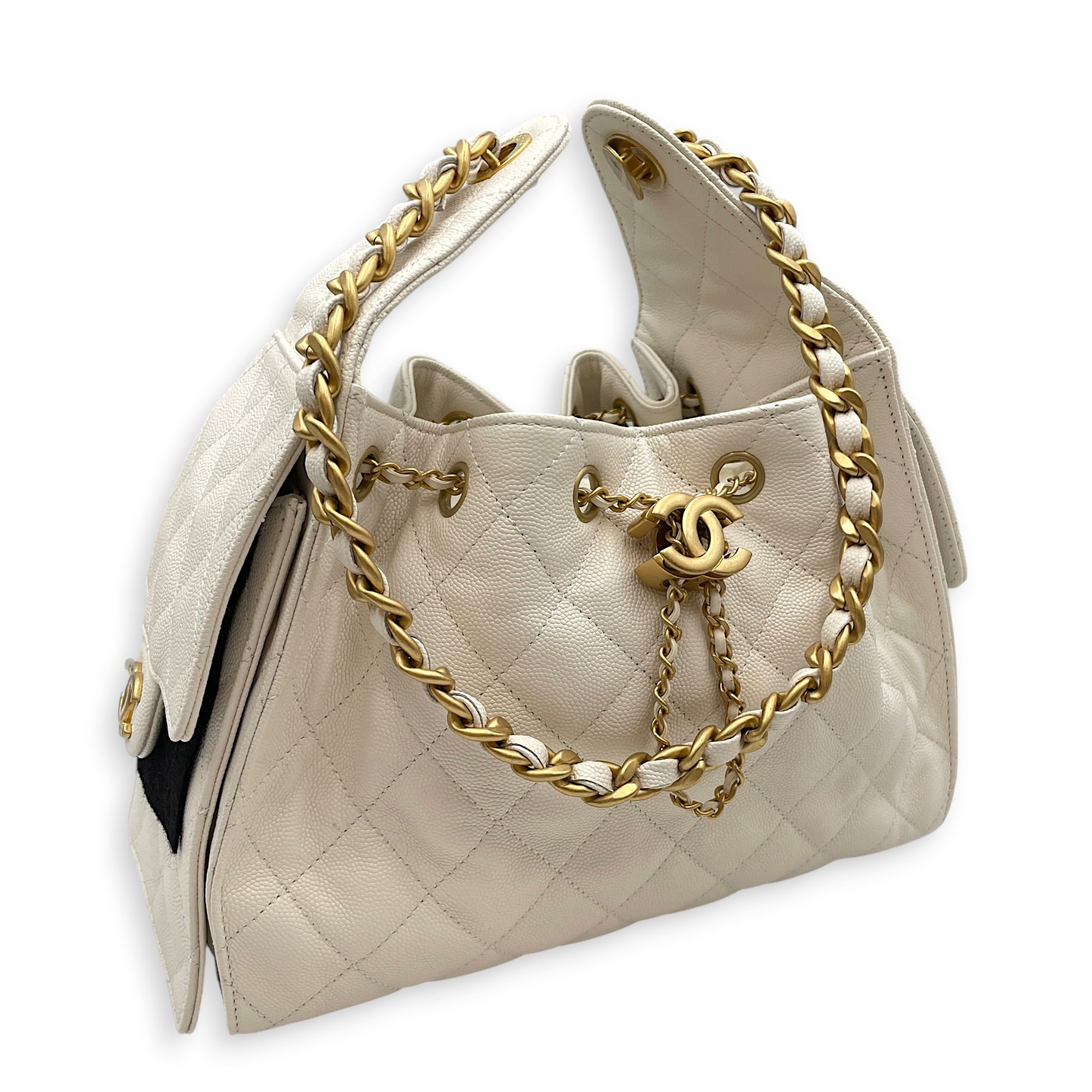 C25 Small White Shoulder Bag Gold hardware CL2607-22269 10