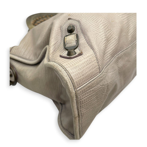 Lizard Embossed City Grey Shoulder Bag in Calfskin Brushed Silver hardware CL2607-22271 10