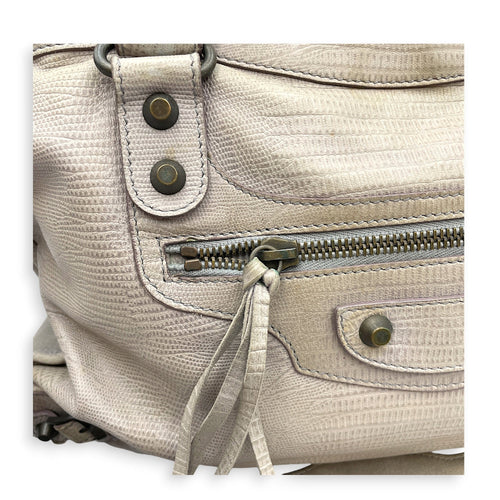 Lizard Embossed City Grey Shoulder Bag in Calfskin Brushed Silver hardware CL2607-22271 11