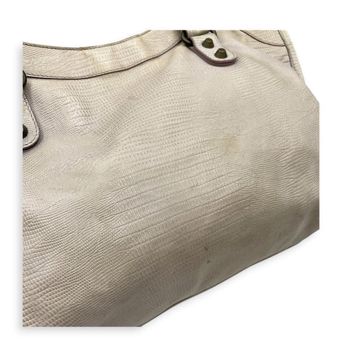 Lizard Embossed City Grey Shoulder Bag in Calfskin Brushed Silver hardware CL2607-22271 12