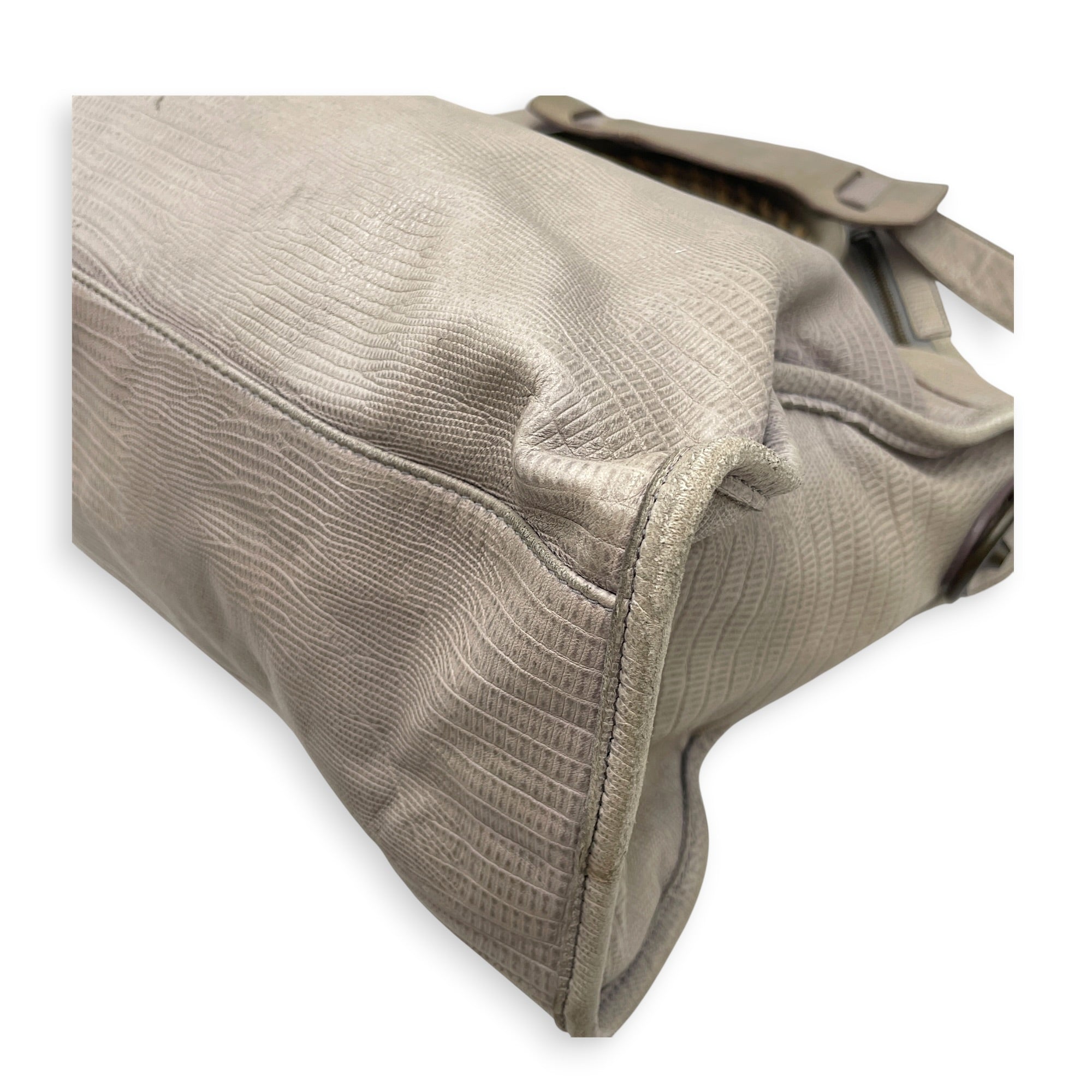 Lizard Embossed City Grey Shoulder Bag in Calfskin Brushed Silver hardware CL2607-22271 13
