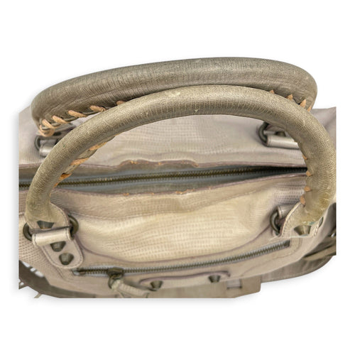 Lizard Embossed City Grey Shoulder Bag in Calfskin Brushed Silver hardware CL2607-22271 16