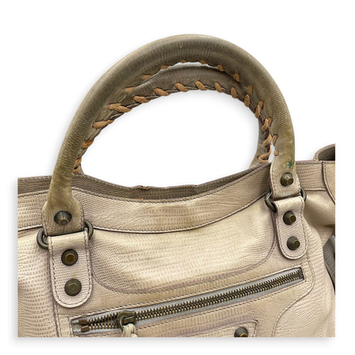 Lizard Embossed City Grey Shoulder Bag in Calfskin Brushed Silver hardware CL2607-22271 14