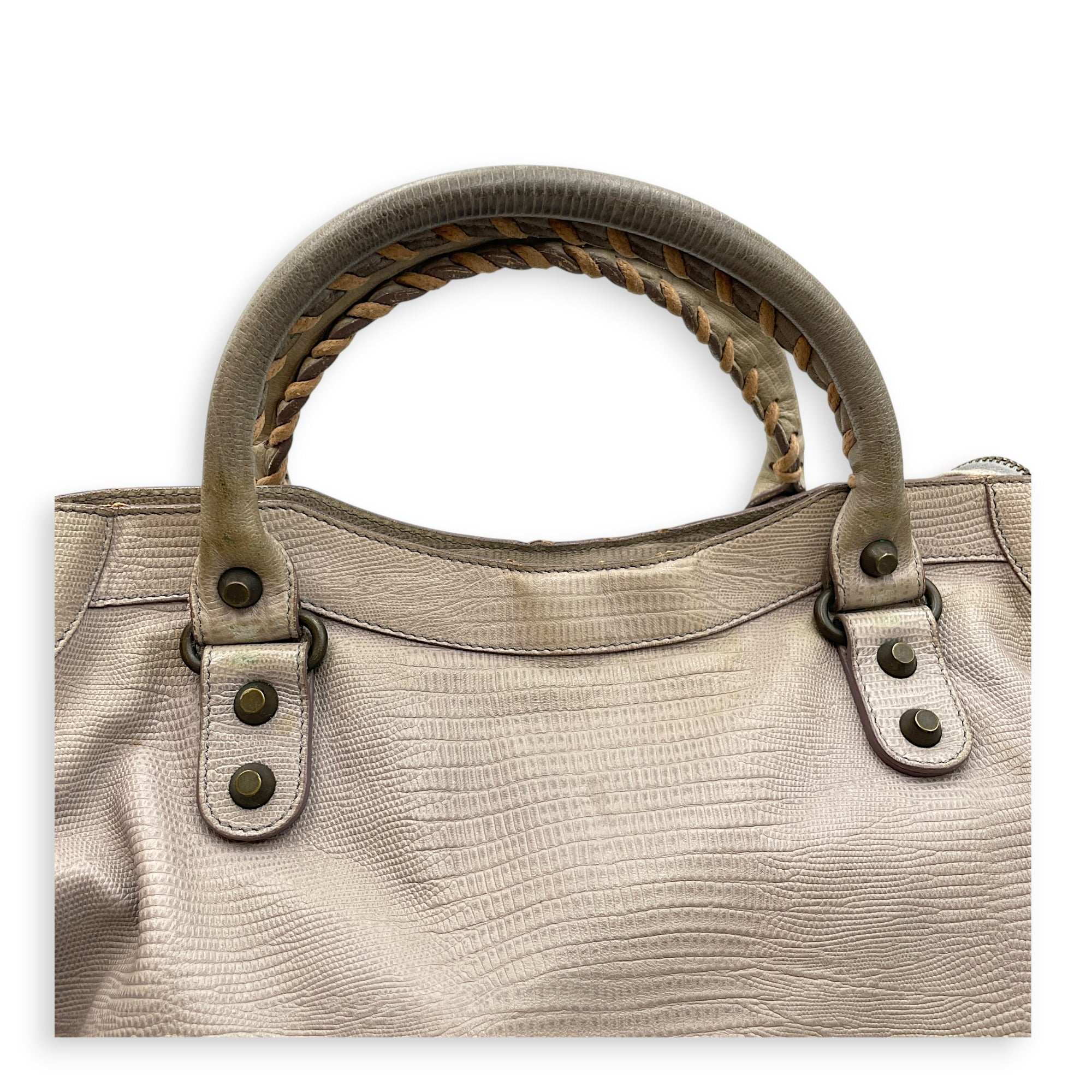 Lizard Embossed City Grey Shoulder Bag in Calfskin Brushed Silver hardware CL2607-22271 15