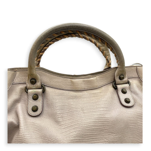 Lizard Embossed City Grey Shoulder Bag in Calfskin Brushed Silver hardware CL2607-22271 15