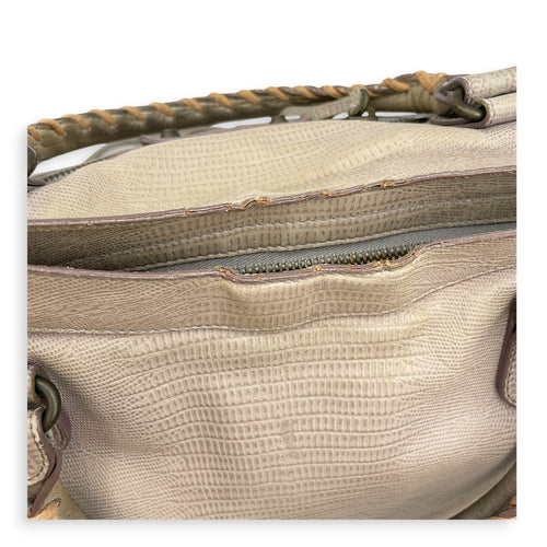 Lizard Embossed City Grey Shoulder Bag in Calfskin Brushed Silver hardware CL2607-22271 19