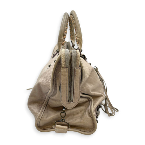 Lizard Embossed City Grey Shoulder Bag in Calfskin Brushed Silver hardware CL2607-22271 3