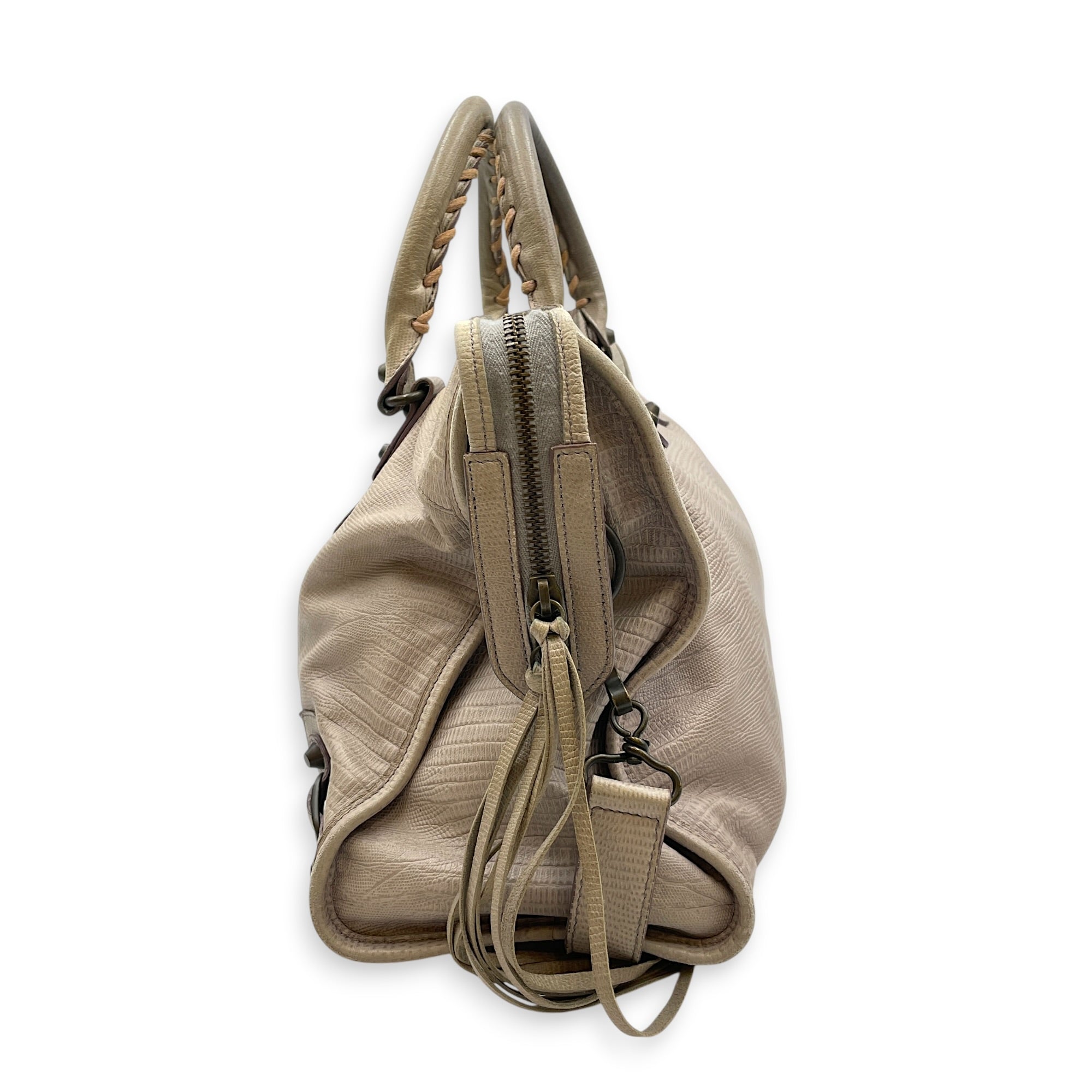 Lizard Embossed City Grey Shoulder Bag in Calfskin Brushed Silver hardware CL2607-22271 4