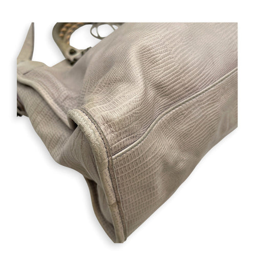 Lizard Embossed City Grey Shoulder Bag in Calfskin Brushed Silver hardware CL2607-22271 8