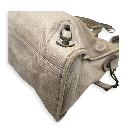 Lizard Embossed City Grey Shoulder Bag in Calfskin Brushed Silver hardware CL2607-22271 9
