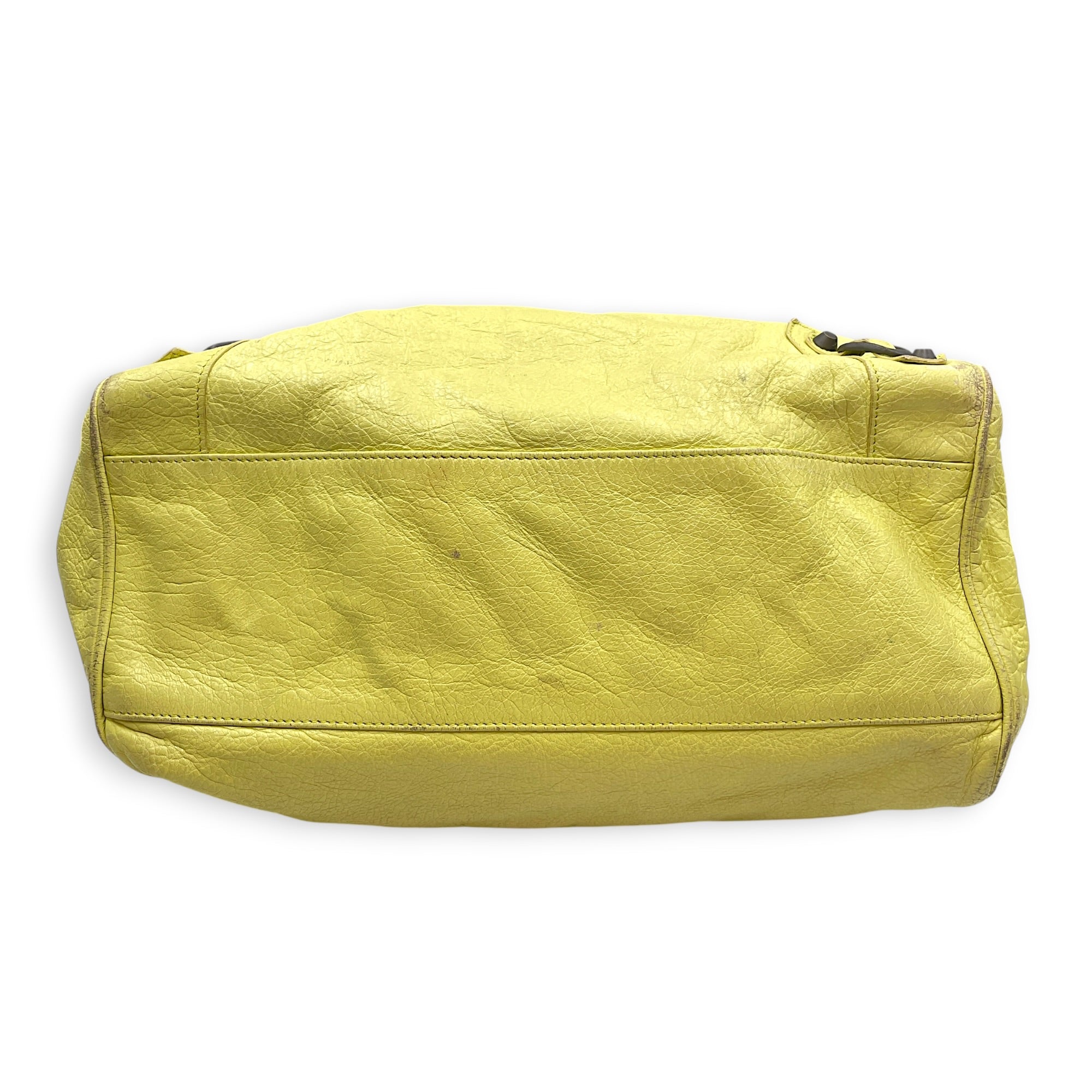 Velo Yellow Shoulder Bag in Distressed Leather Ruthenium hardware