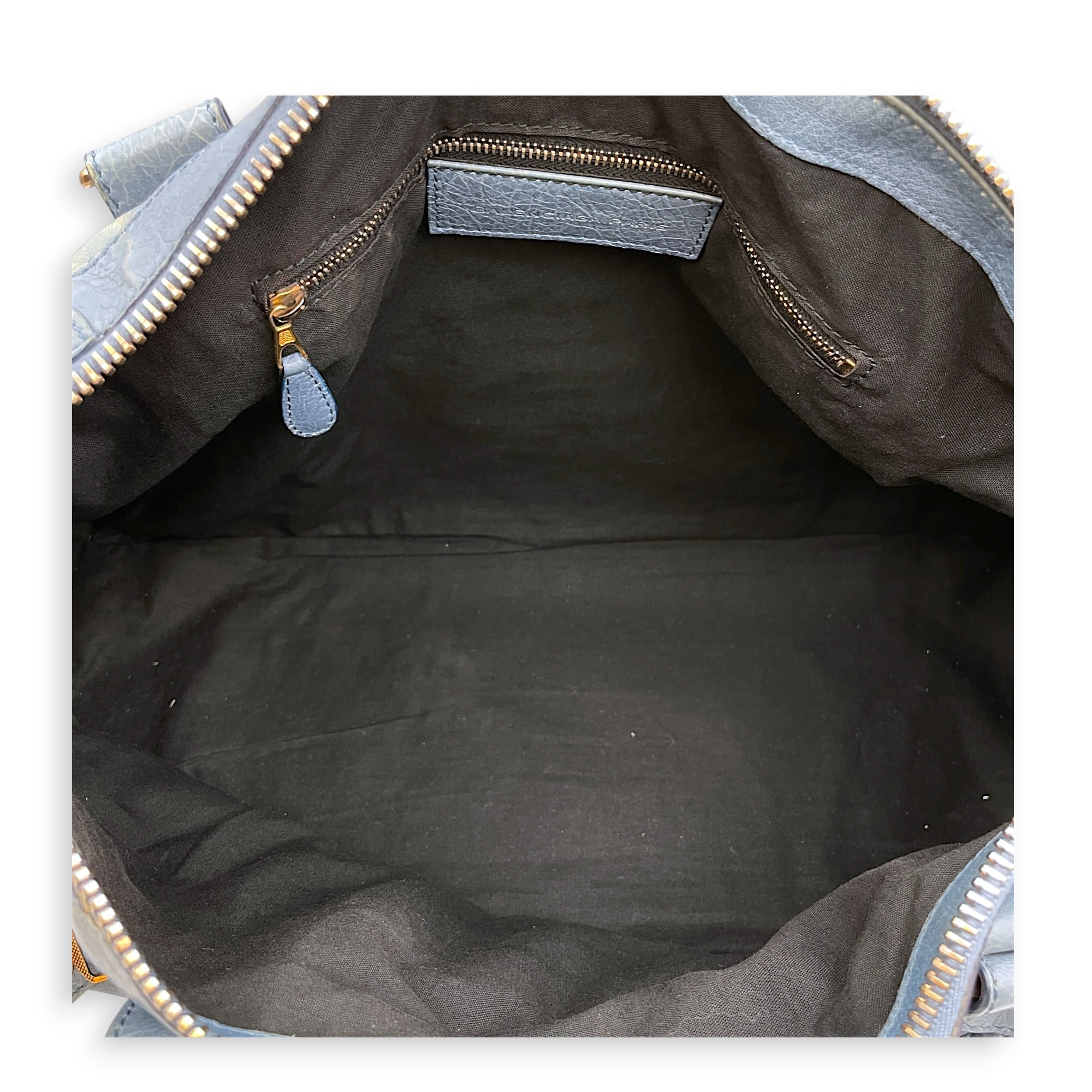 Work Blue Top Handle Bag in Distressed Leather Gold hardware CL2607-22273 6