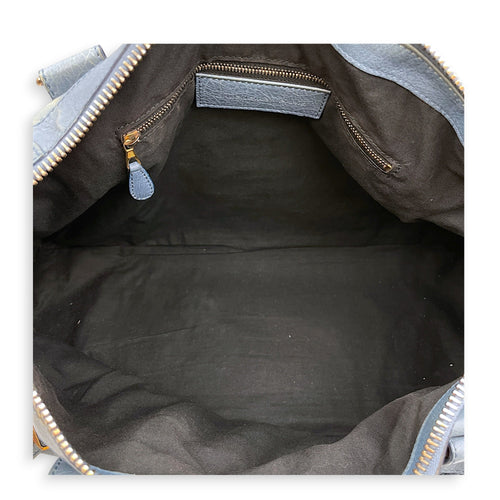 Work Blue Top Handle Bag in Distressed Leather Gold hardware CL2607-22273 6